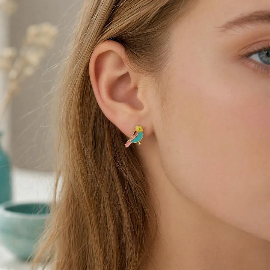 Authentic Wings Of Dawn Enamel Stud Earrings
