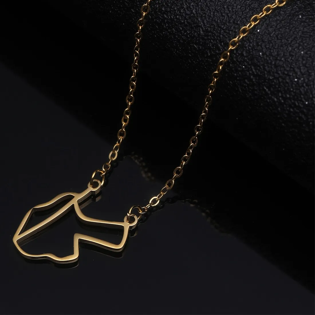 Authentic Outline Jordan Map Pendant Necklaces For Women Men Gold Color Country Jewelry Patriotic Gifts