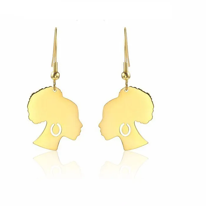 Authentic Fashionable Stainless Steel Eardrop African Central Ethnic Ornaments Simple Women Outline Earings Jewelry