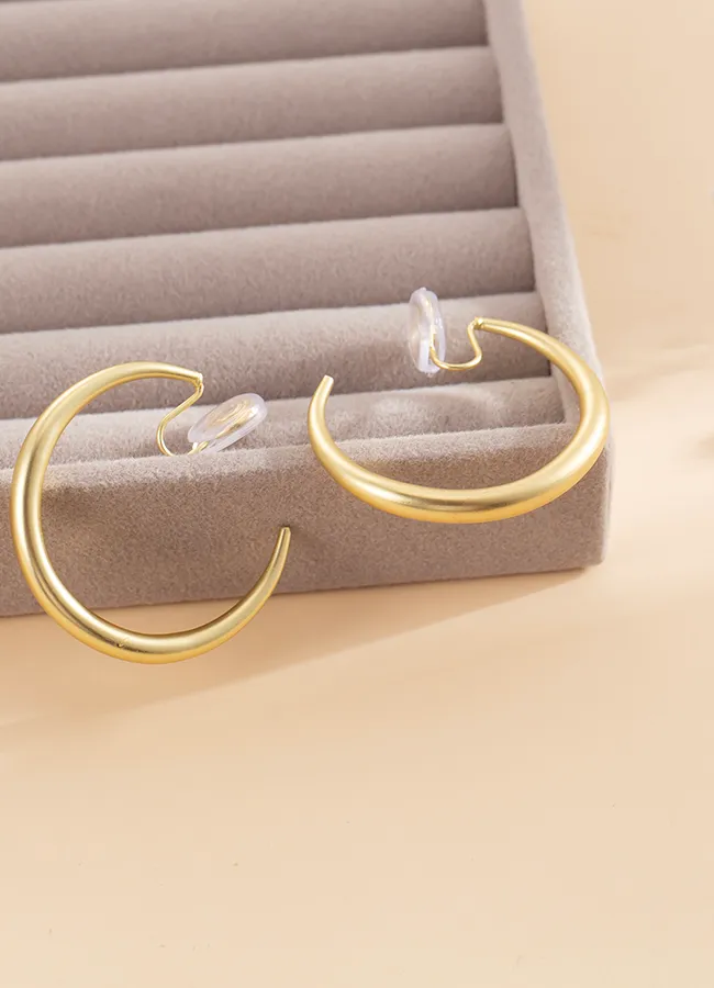 Authentic Modern Commuter Sle Metal Hoop Earrings Women's Faion Jewelry No Piercing Required Geometric ape Fre Outlined Design
