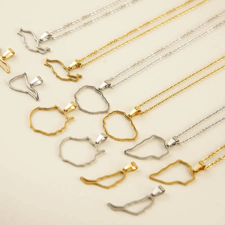 Authentic Spain Tenerife La Palma, La Gomera, Tenerife, Gran Canaria, Fuerteventura, Lanzarote Outline Map Pendant Necklace Jewelry