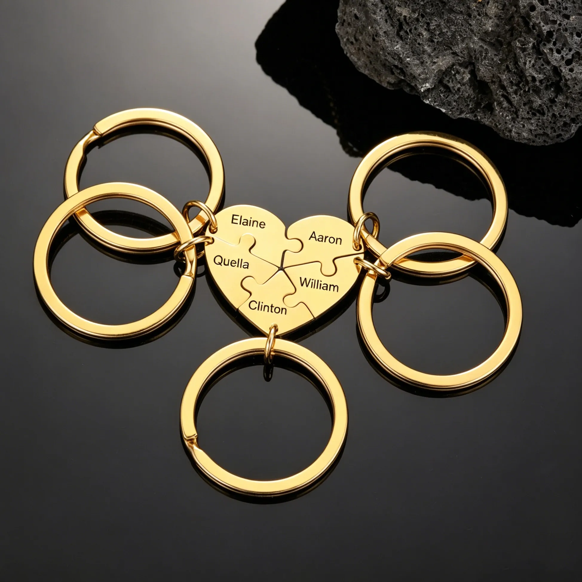 Authentic Personalized Heart Keychain Name Custom Puzzle Family Mother Child Kid For Women Men Couple Jewelry