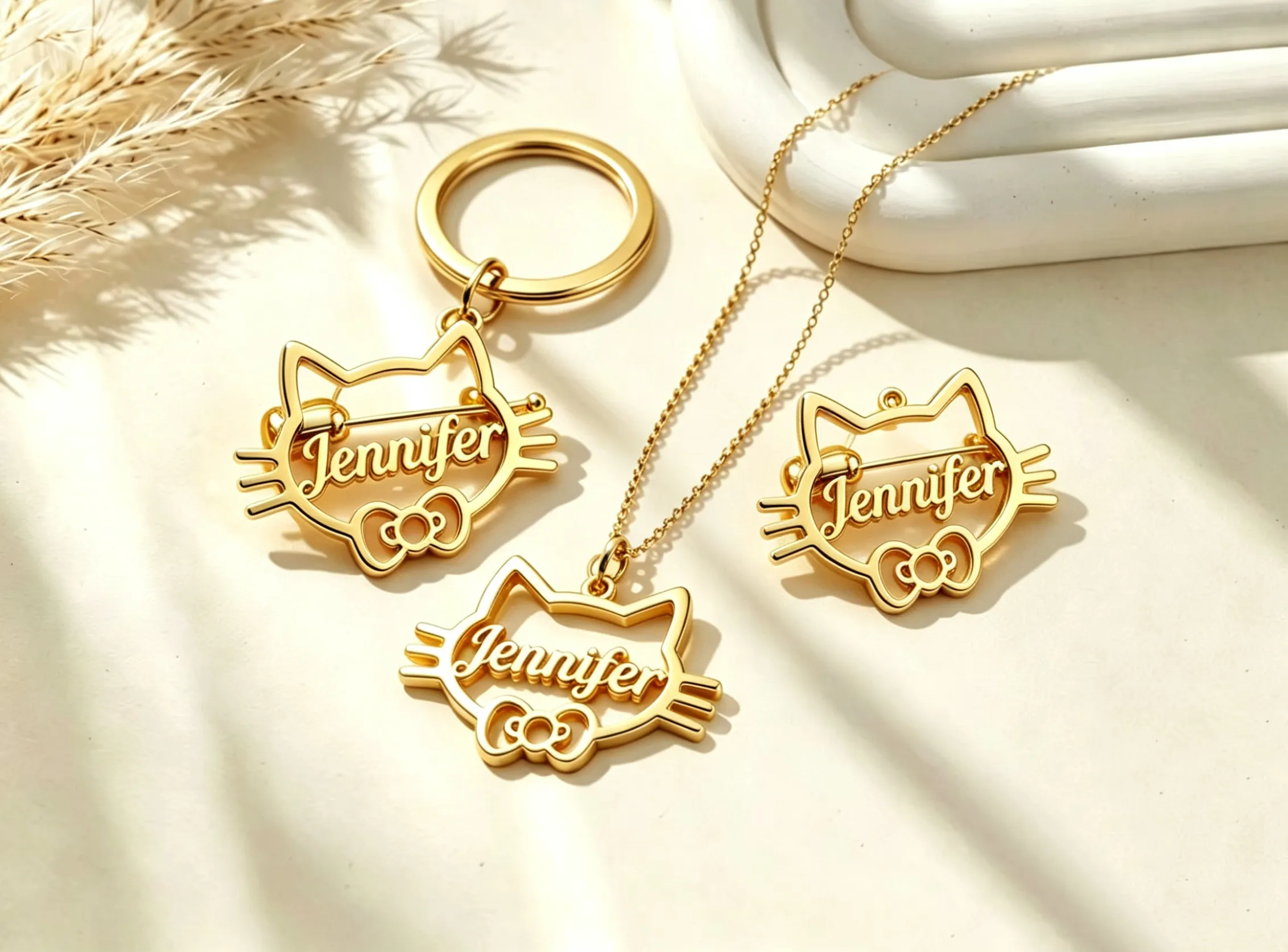 Authentic Custom Keychain Personalized Stainless Steel Jewelry Accessories Cat Key Chains Custom Name Personalized Mothers Day Gifts