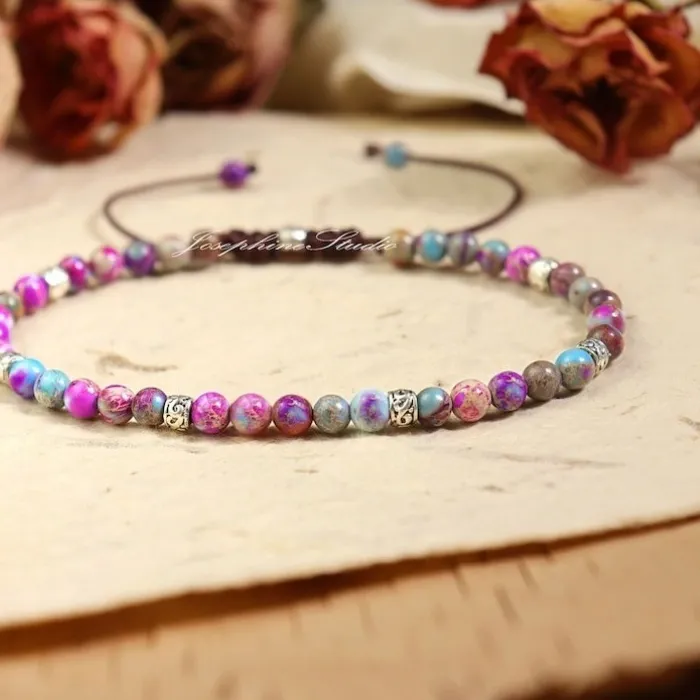Authentic 4mm jadeite Tibetan-style bead bracelet, a simple and exquisite handcrafted bracelet with a touch of charm