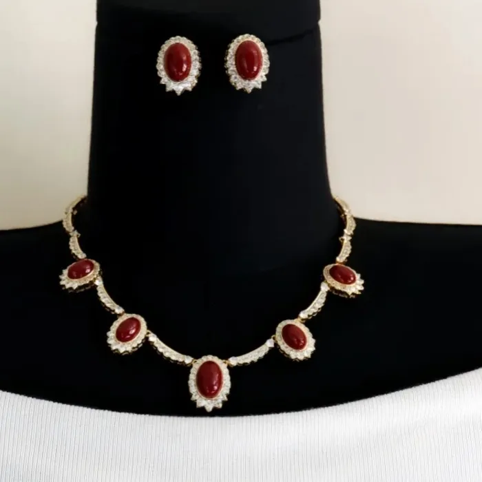 Authentic Timeless Wonder Fancy Zircon Geo Stone Pave Necklace N Button Earrings Women Designer Jewelry Set Trendy Rare Vintage 4612