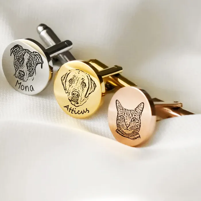 Authentic Eternal Companions: Bespoke Pet Portrait Cufflinks