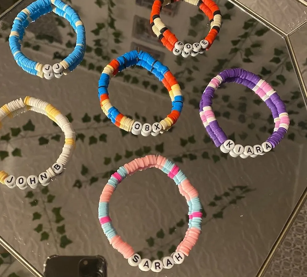 Authentic Bohemia Sarah Kiara Outer Banks Letter Soft Clay Bracelets for Women Unique Unusual Funny Jewelry Gift for Obx Fan