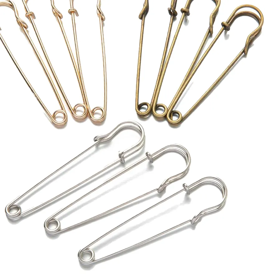Authentic 20pcs 38/45/75/80/100mm Large Safety Pins Brooch Base Hook for For DIY Lock Jewelry Craft Making Accessories Supplies Materials