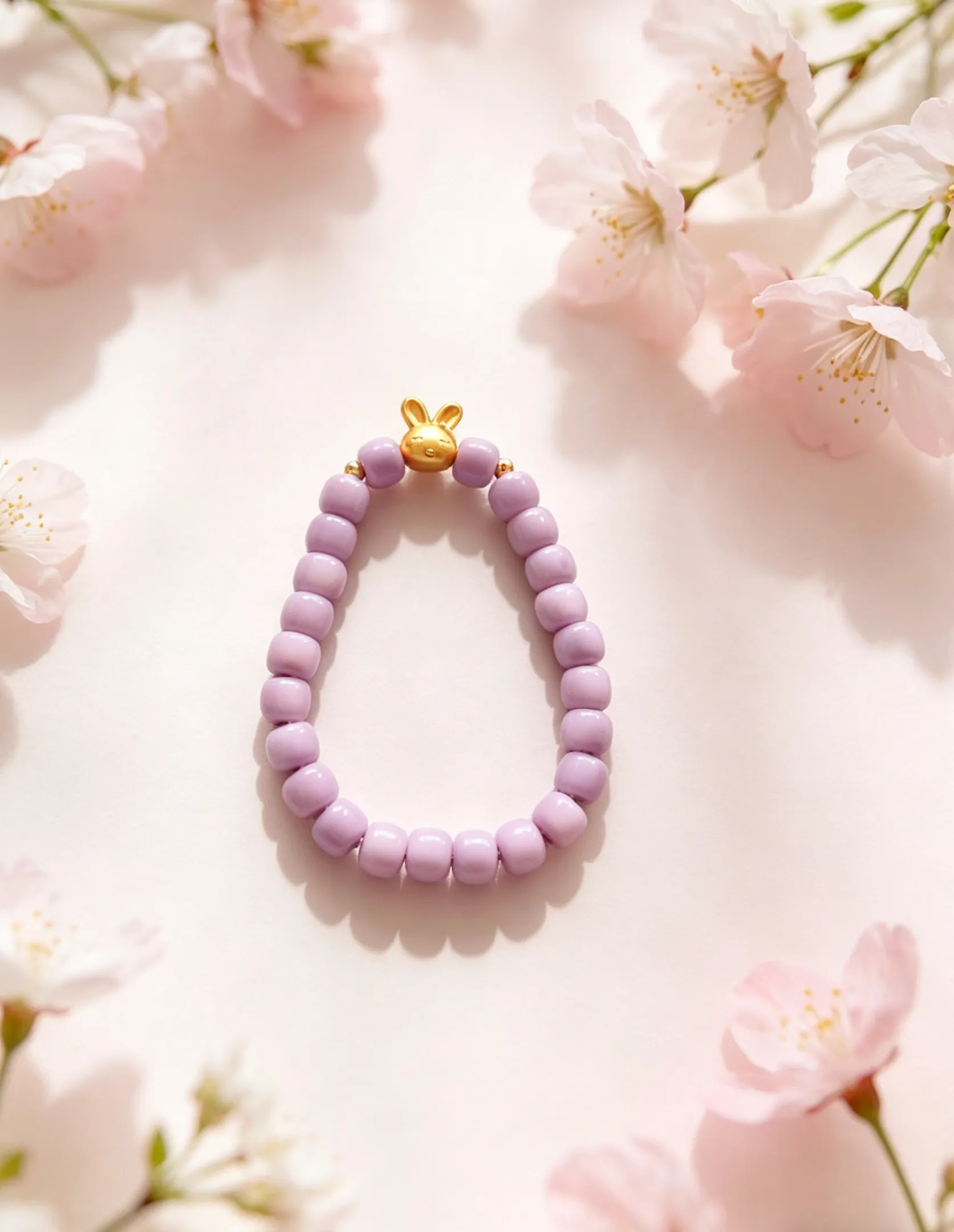 Authentic Purple Hainan White Jade Bodhi Bracelet with Bunny Charm