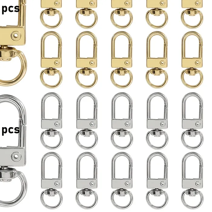 Authentic 9set Rotatable Spring Key Hooks U Shaped Metal Rings DIY Handmade Pendant Connector Keychain Making Accessories Party Gifts