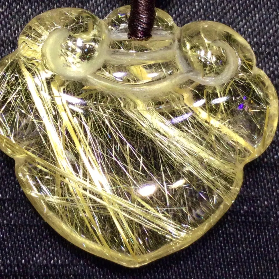 Authentic Natural Gold Rutilated Quartz Clear Pendant 25*28*9.5mm Rutilated Jewelry Men Women Brazil AAAAA