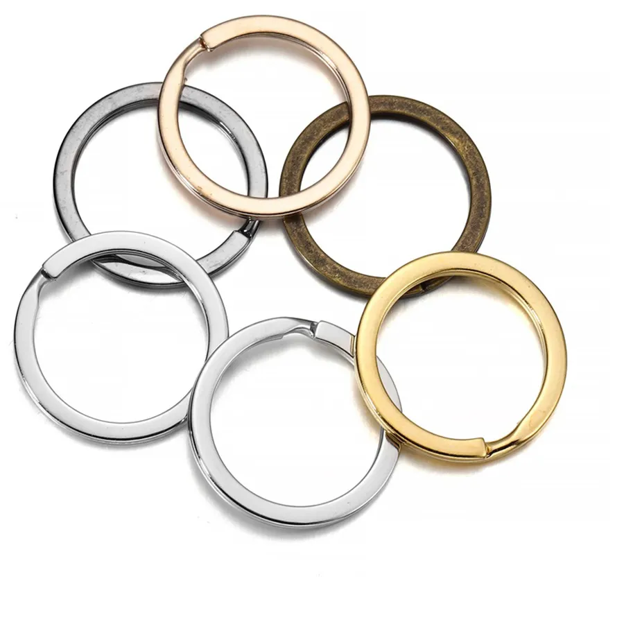 Authentic 10Pcs/lot 25 28 30mm Metal Round Keyring Gold Color Key Ring Keychain Connectors For DIY Jewelry Making Findings Accessories