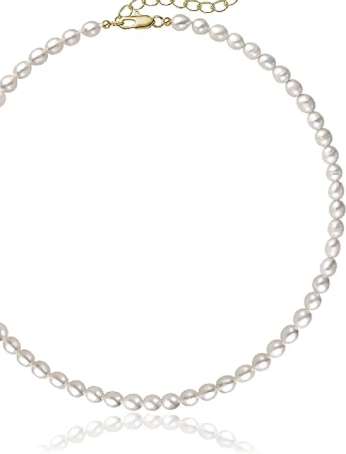 Authentic Moonlit Serenity Choker: 5‑7mm Oval White Pearls