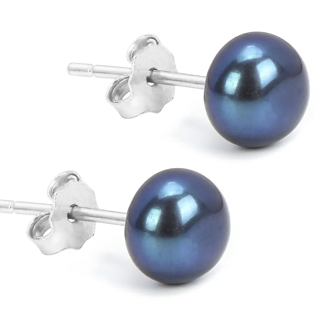 Authentic Natural Freshwater Cultured Pearl Stud Earrings 925 Sterling Silver Women's Jewelry for Wedding Party