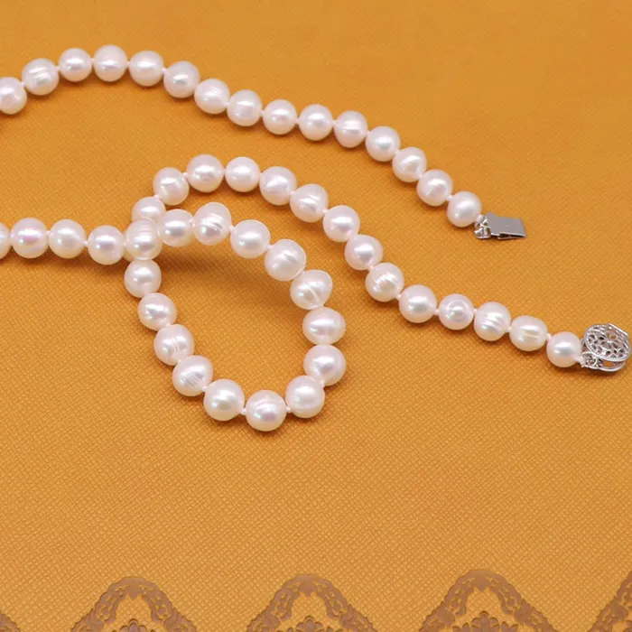 Authentic HOOZZ.P 6-7mm White Freshwater Choker Length Pearl Necklace For Women,A Gem Quality,Natural Cultured