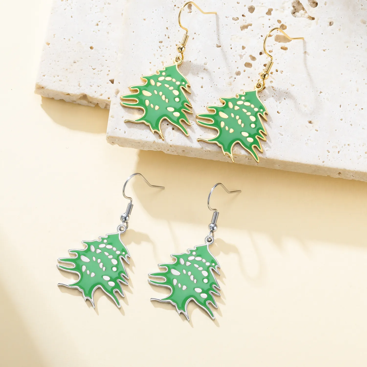 Authentic Vintage Lebanon Cedar Drop Earrings Cultural Souvenir Hook Dangle Jewelry for Daily Holiday Outfit Lebanon Cedar Earrings