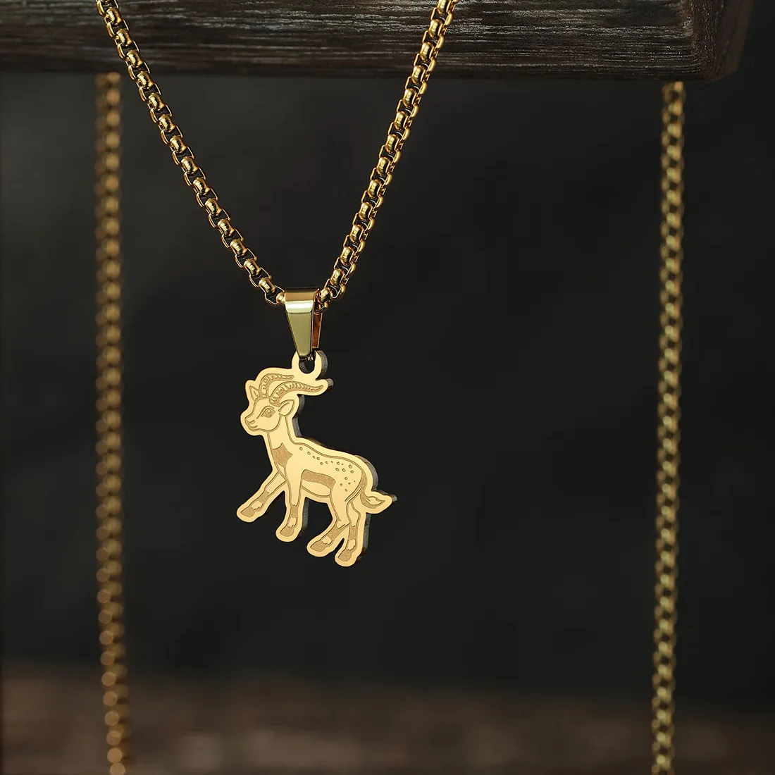 Authentic Kinitial Cute Goat Stainless Steel Necklace Chinese Culture Animal Zodiac Sheep Necklace Men Women Memorial Jewelry