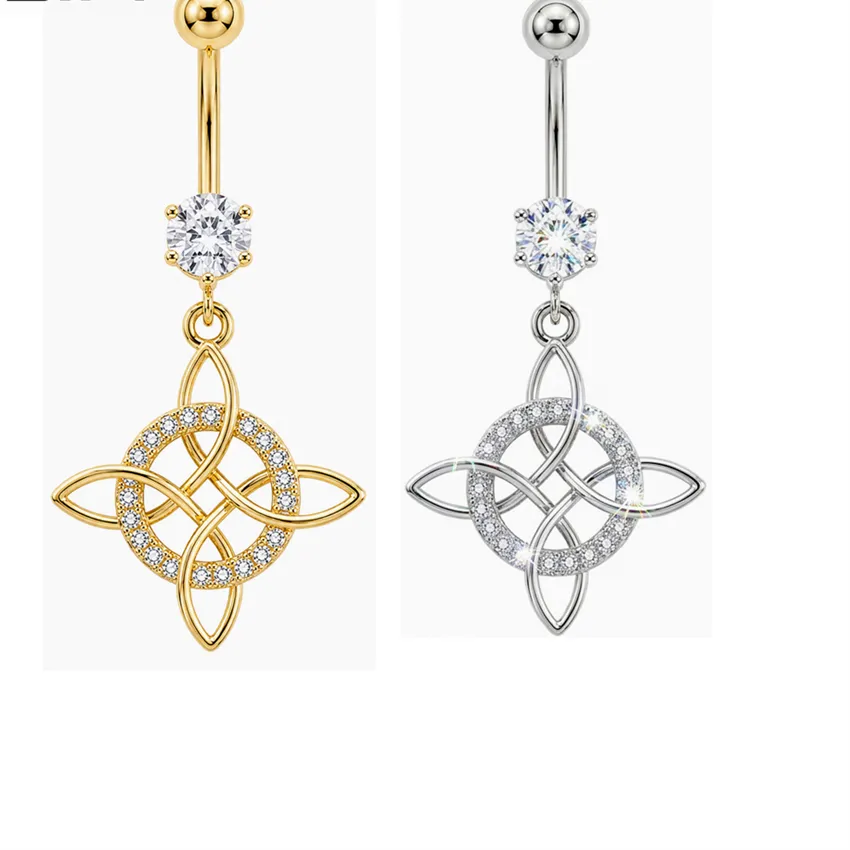 Authentic Irish Celtic Knot Lucky Symbol Belly Rings Gothic Wicca Culture Accessory Titanium Navel Barbell Women Waist Piercing Jewelry