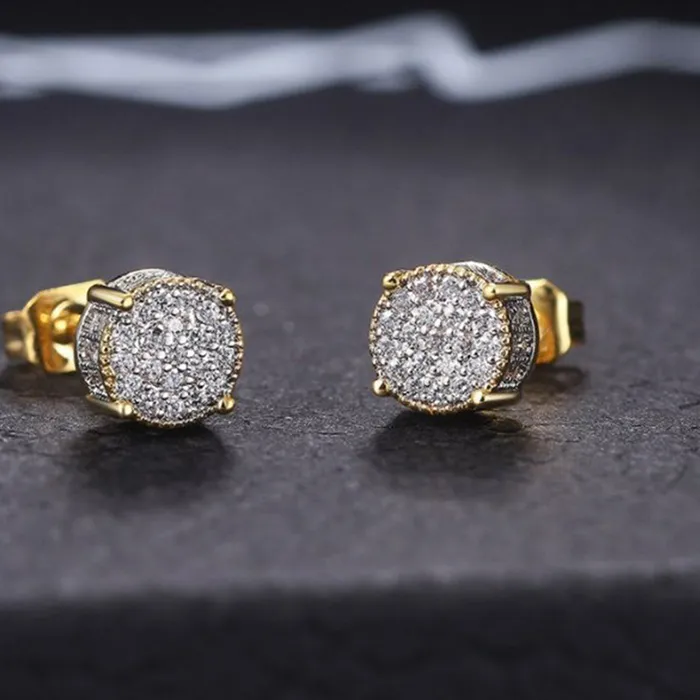 Authentic 【X】Stud Earrings For Men Women Gold Color Punk Jewelry Iced Out Zircon Rapper's Hip Hop Accessories Street Culture Jewellry