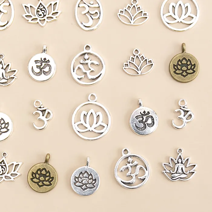 Authentic 20Pcs Mixed Style Lotus Flower Charms Pendants For Jewelry Making Diy Handmade Craft Bracelet Necklace Accessories