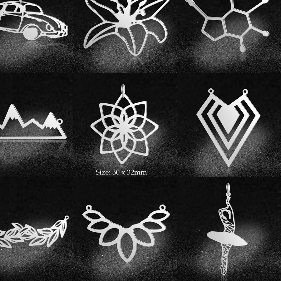 Authentic 5Pcs Unique Large Lotus Mountain Diy Connector Leaf Flower Necklace Pendant Charms