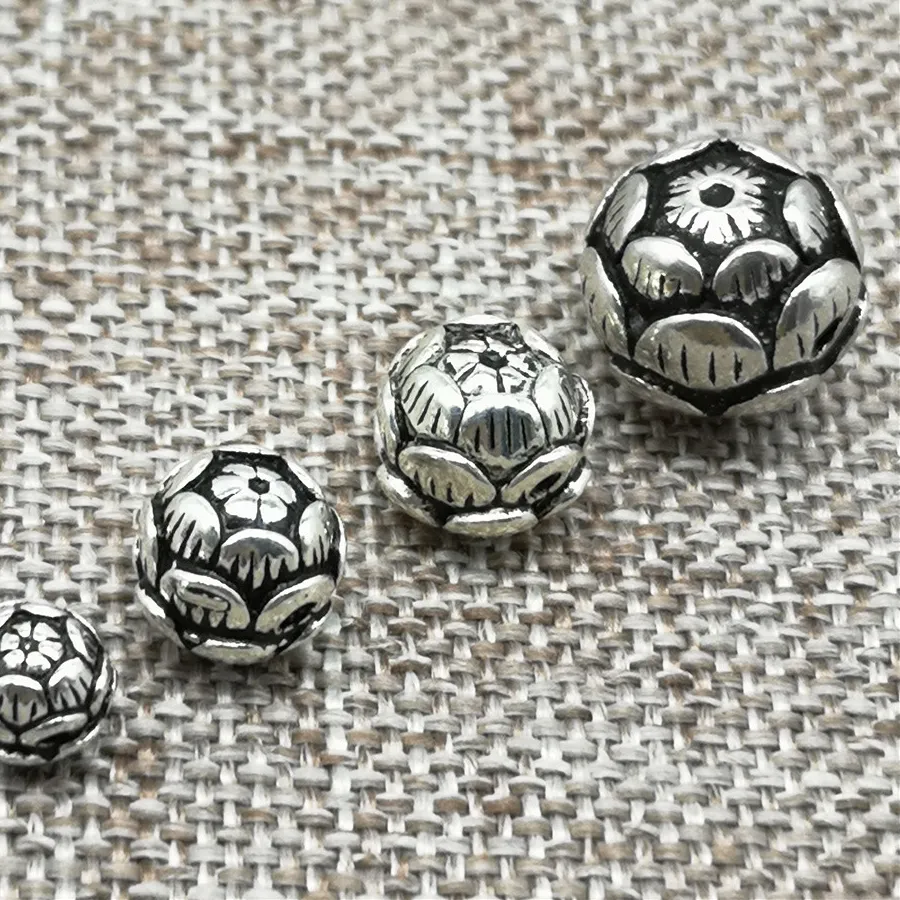 Authentic 925 Sterling Silver Lotus Flower Beads for Yoga Meditation Bracelet Necklace