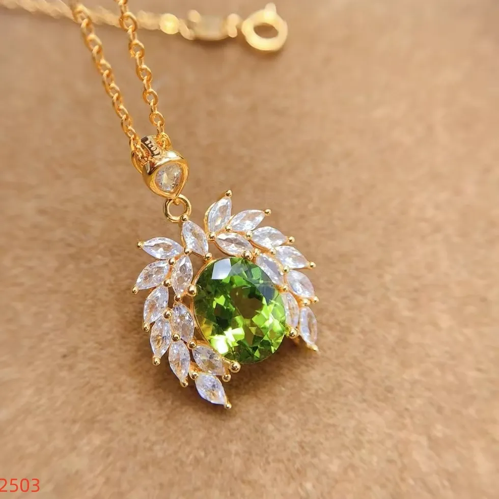 Authentic KJJEAXCMY Fine Jewelry Natural Peridot Women's Pendant S925 Pure Silver Exquisite Inlaid High Clarity Gems Support Testing
