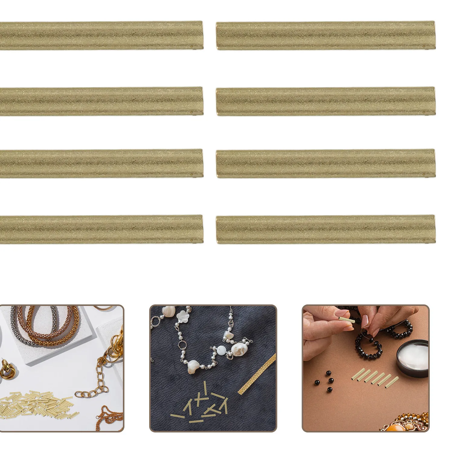 Authentic 100Pcs Hollow Square Brass Tube Beads Gold Plated Brass Blanks for DIY Jewelry Making Supplies Necklaces Bracelets Earrings