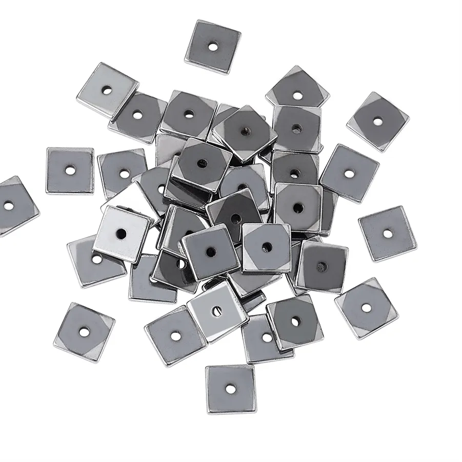 Authentic 50pcs Non-magnetic Synthetic Hematite Beads Square Spacer Loose Beads For Jewelry Making Diy Bracelet Necklace 6x1mm