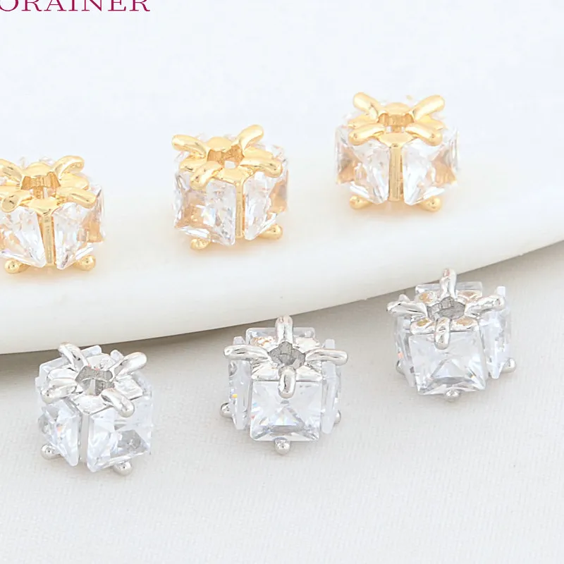 Authentic 6PCS 5*7MM 18K Gold Color Plated Brass Square Beads Spacer Bead For Bracelet  Bead Separators DIY Jewelry Making Supplies