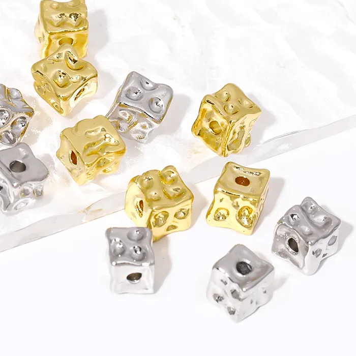 Authentic 18K Gold Plated Square Spacer Beads,Brass Beads For Jewelry Making Fittings,Beads Separators,DIY Jewelry Accessories Wholesale