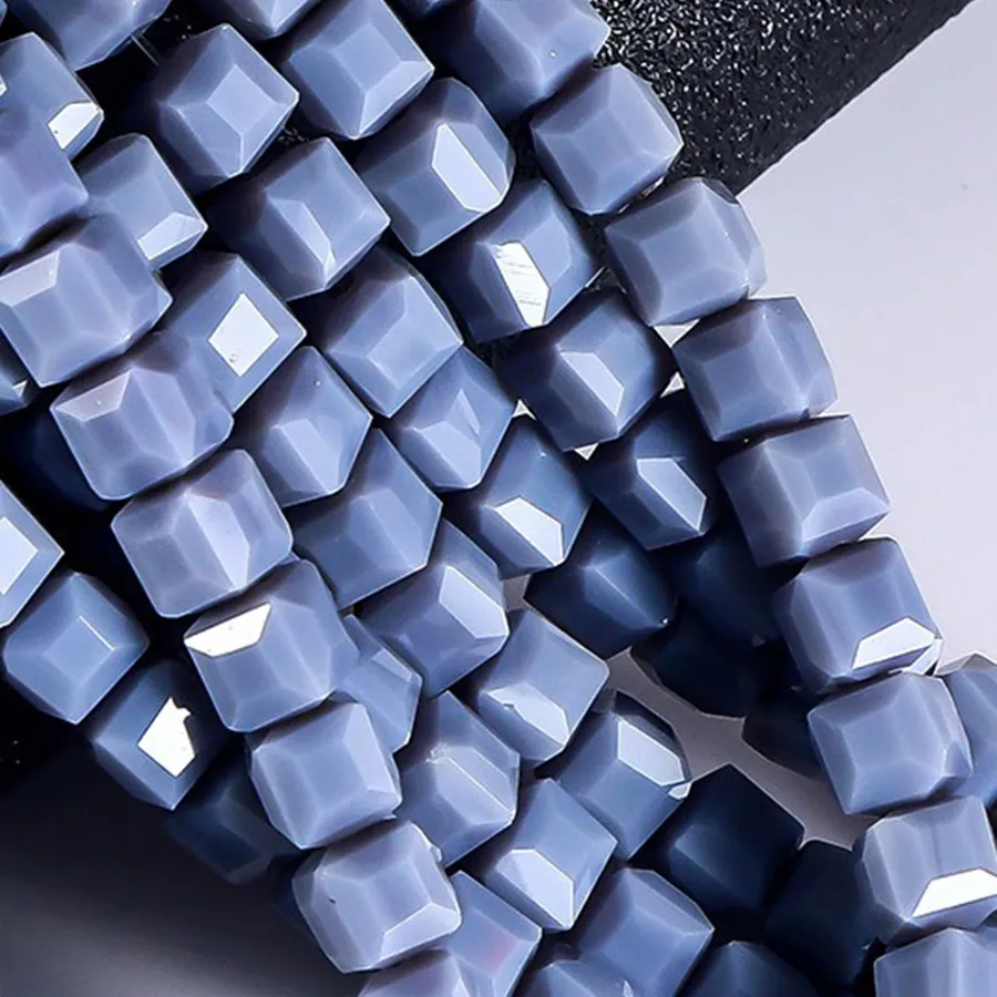 Authentic Shadow Prism Faceted Crystal Cube Strands - Esoteric Gray Glass Beads for Talismanic Creation