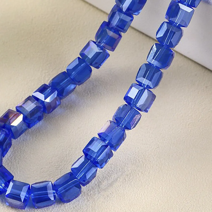 Authentic Celestial Sapphire Cubes - Faceted Crystal Strands for Sacred Geometry Talismans