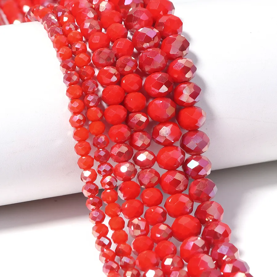 Authentic Red Crystal Spacer Bead Faceted Rondelle Glass Beads for Jewelry Bracelets Necklaces Making Accessories 6/8/10mm