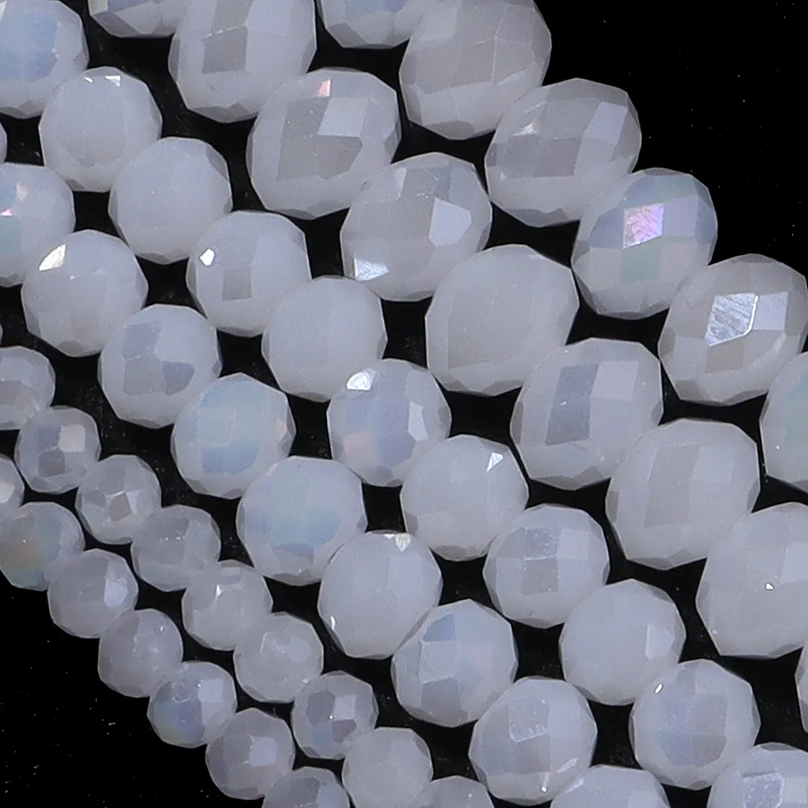 Authentic 4/6/8mm Faceted White Glass Beads Round Spacer Beads for Jewelry Making DIY Supplies Bracelets Accessory