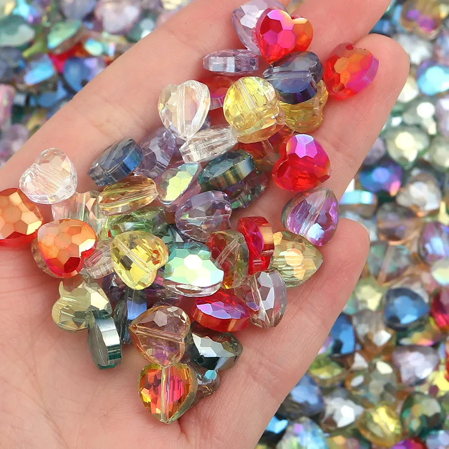 Authentic 30pcs/lot 10mm Heart Crystal Beads Faceted Glass Beads Loose Spacer Beads For Jewelry Making DIY Necklace Bracelet