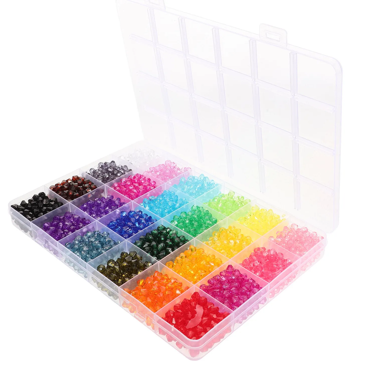 Authentic 2160Pcs Crystal Acrylic Beads 6Mm 24 Colors Mixed Sizes Faceted Beads Jewelry Making DIY Bracelets Necklace Earring