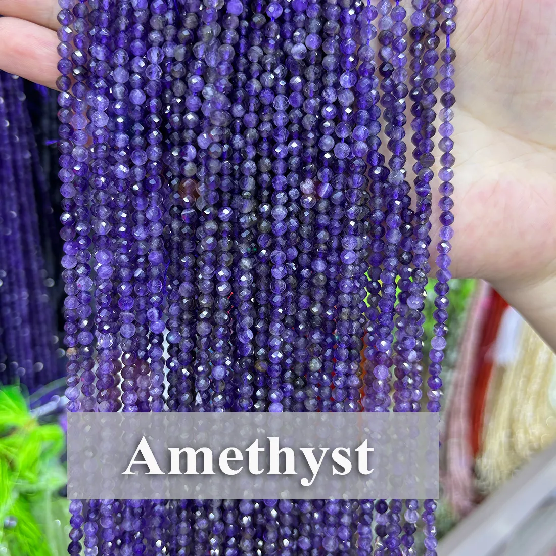 Authentic Natural Amethyst Faceted Beads 2 3 4mm Loose Gemstone Round Stones Bead DIY Bracelet Necklace Craft Supplies Jewelry Accessories