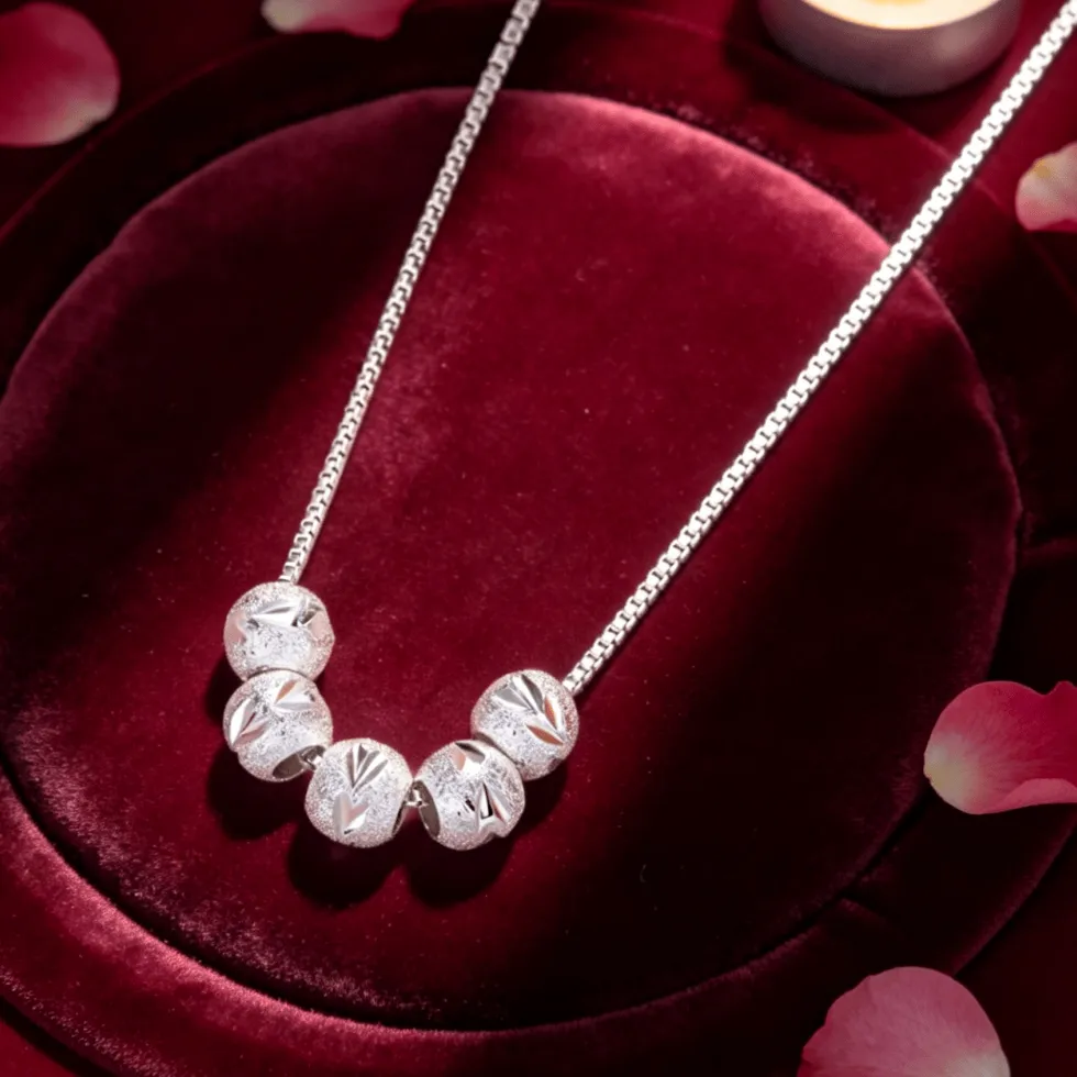 Authentic Cute Noble 925 Sterling Silver beautiful lucky beads Chain Necklace For Women Man Wedding Party Jewelry gift