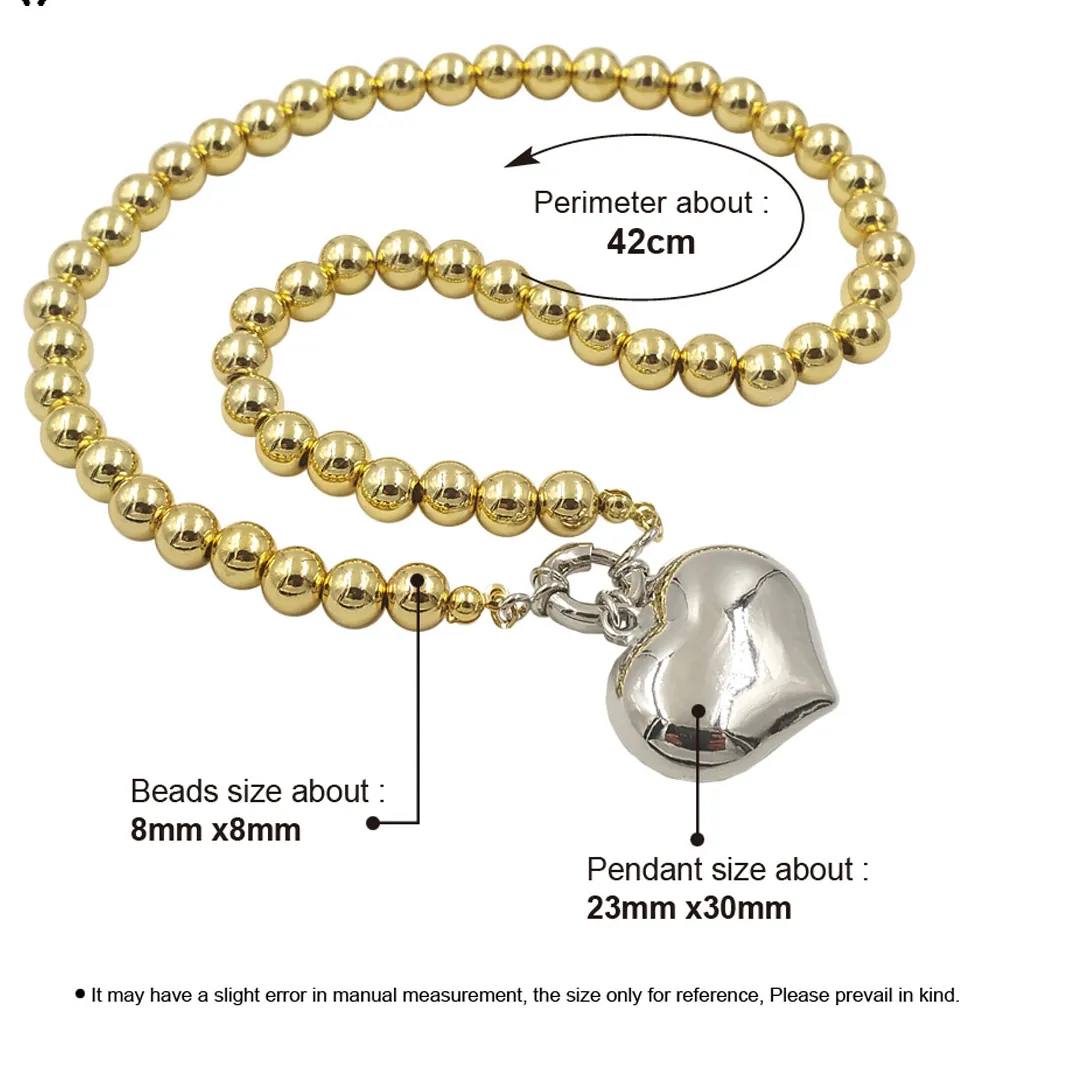 Authentic WT-JFN10 Unique Fashionable Three-Color 18K Gold Silver Titanium Necklace With Heart-Shaped Pendant With Plain Clothes