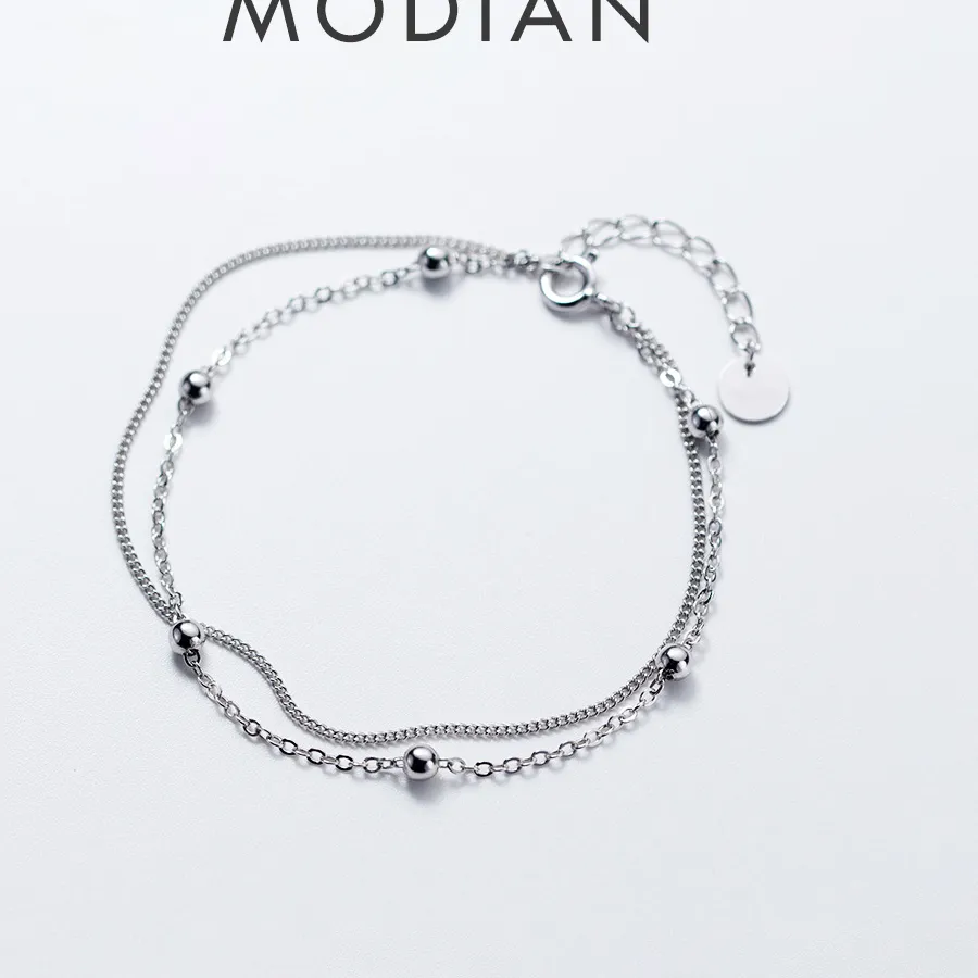 Authentic Modian Simple Beads Line Chain Bracelets For Women 100% 925 Sterling Silver Classic Charm Bracelet S925 Silver Jewelry