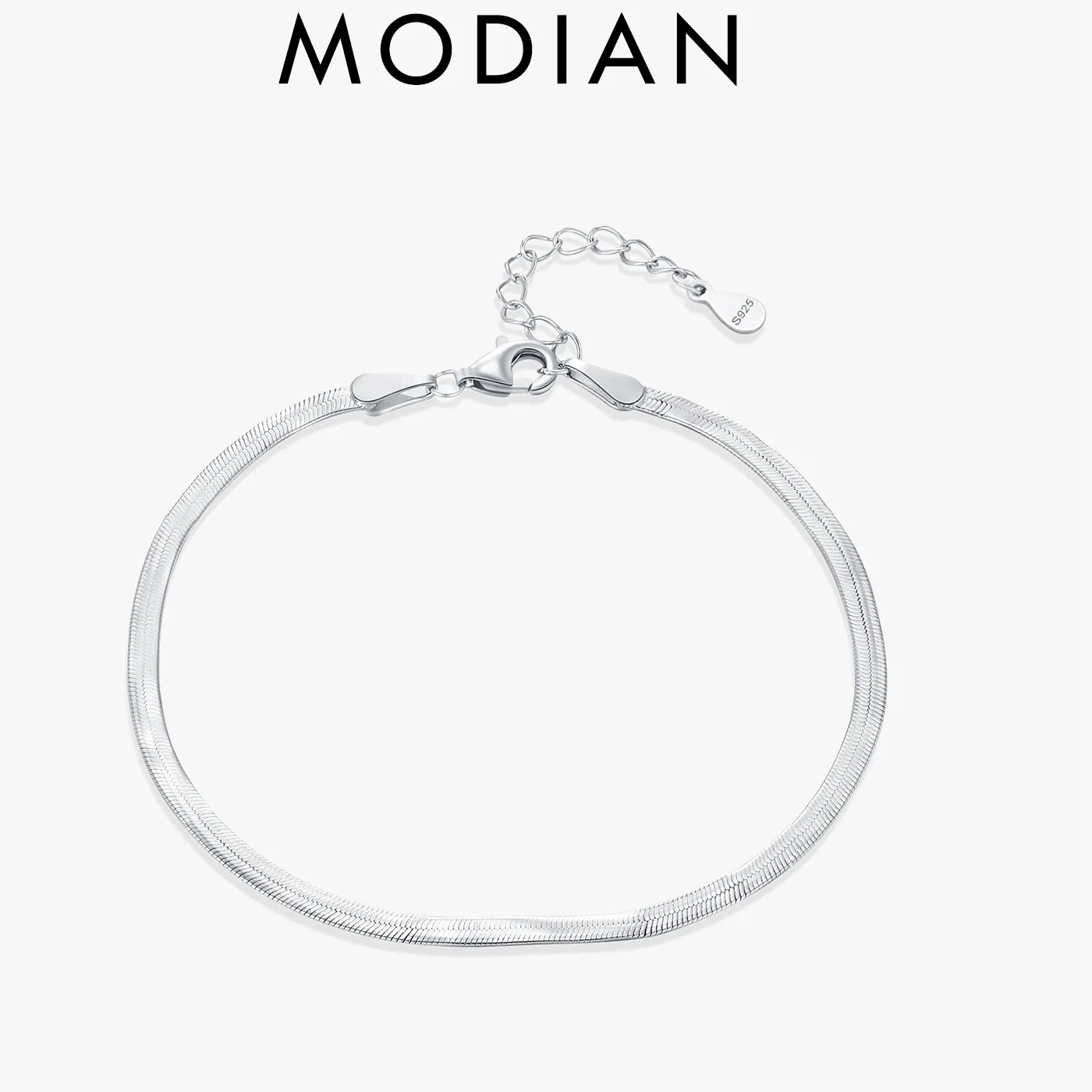 Authentic MODIAN 925 Sterling Silver Simple Trendy Snake Stackable Trendy Chain Bracelet For Women Party Fine Jewelry Accessories