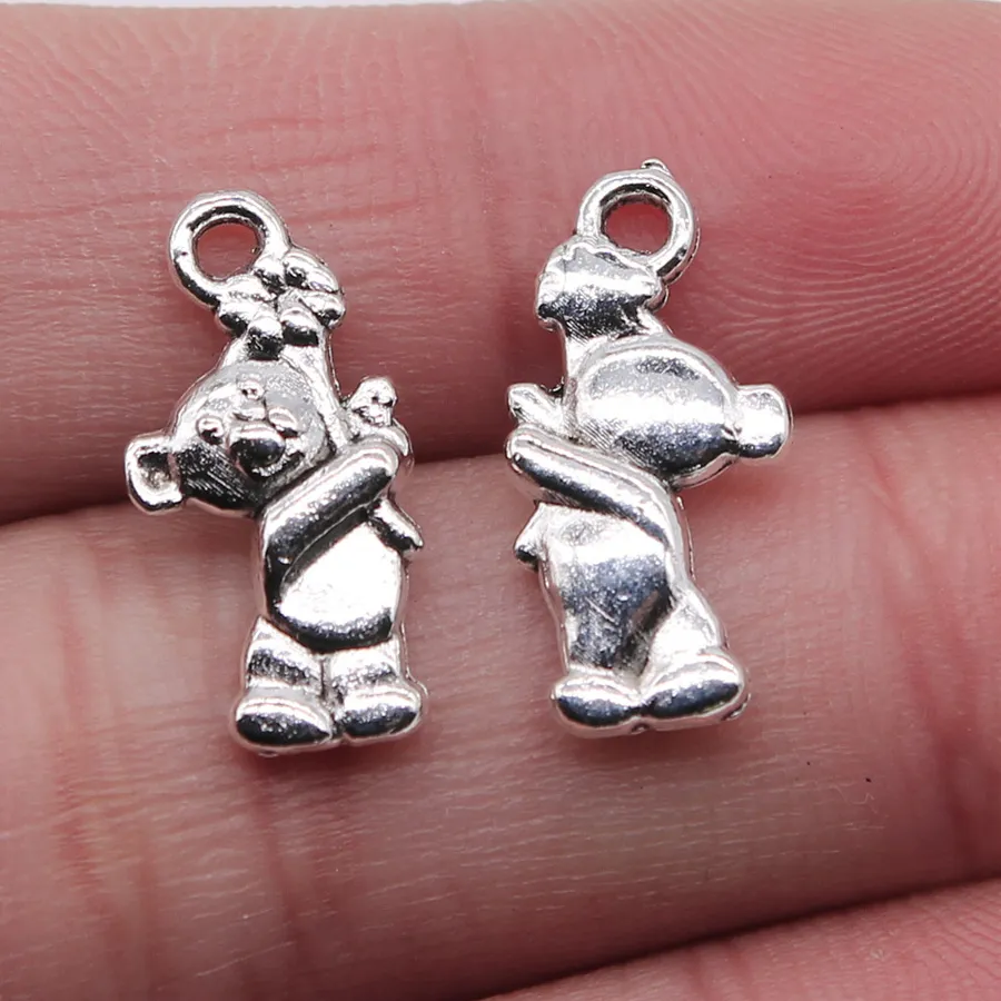 Authentic 10pcs 9x19mm Antique Silver Color Little Bear Pendant Charms Jewelry Making DIY