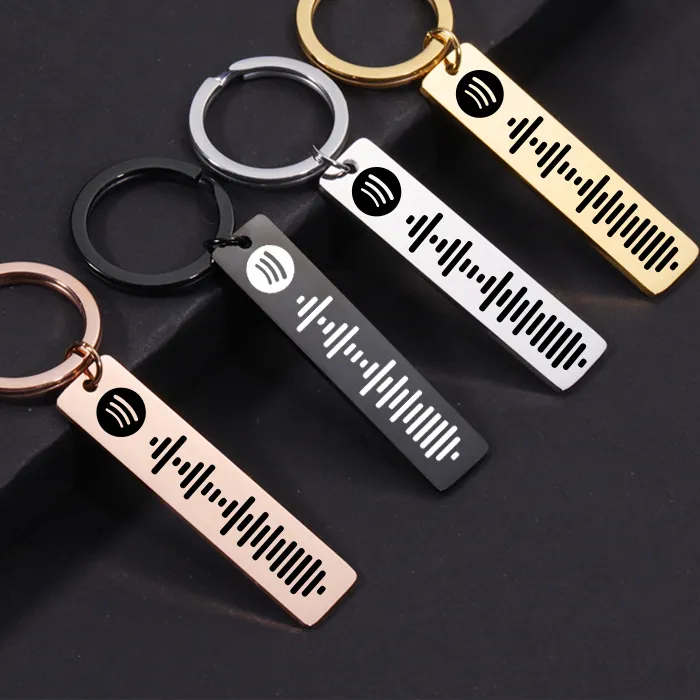 Authentic Personalized Music Spotify Scan Code Keychain for Women Men Keyring Custom Laser Engrave Spotify Code Jewelry
