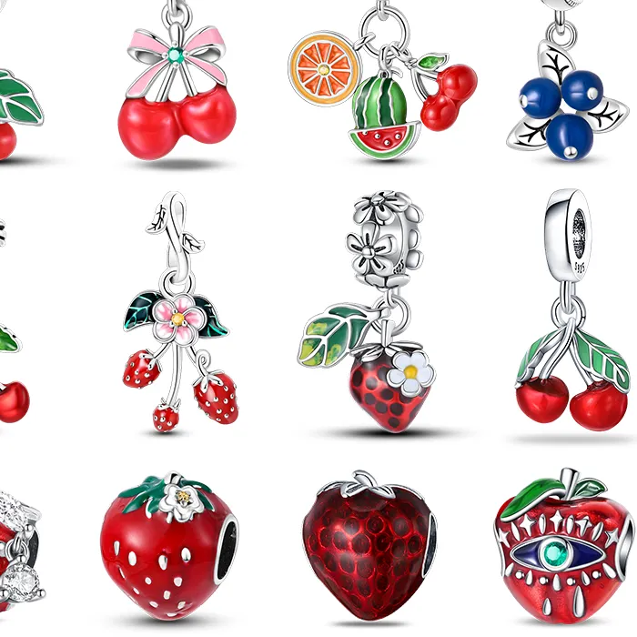 Authentic Harvest Moon Fruit Talisman Silver Berry & Cherry Bracelet