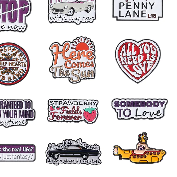 Authentic Pop Music Rock Band Enamel Pins All You Need Is Love Strawberry Fields Forever Brooches Lapel Badge Jewelry Music Lovers
