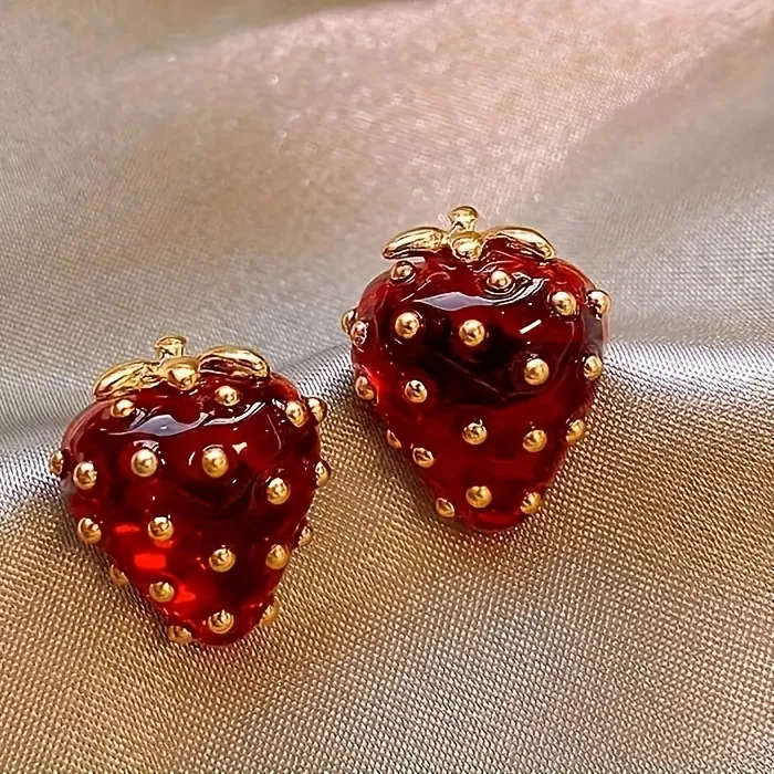 Authentic Style Strawberry Shaped Stud Earrings Jewelry