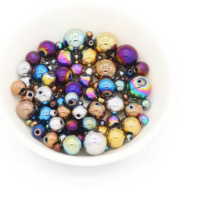 Authentic Plating Color Natural Stone Round Hematite Ore Spacer Loose Beads 2/3/4/6/8/10mm For DIY Jewelry Making bracelets Necklace
