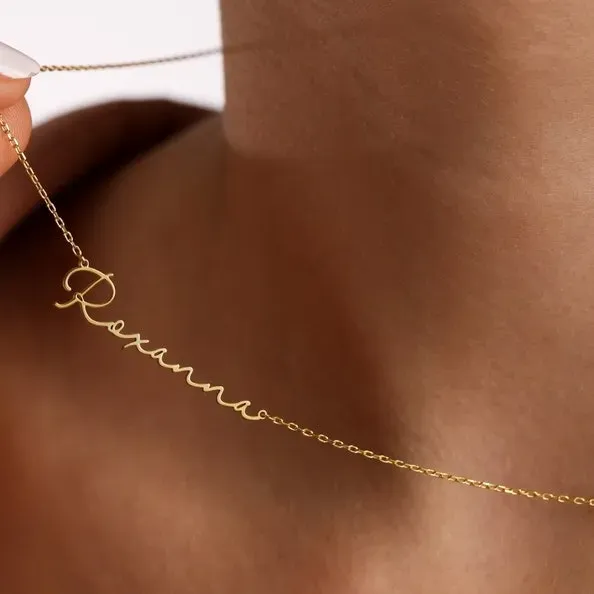 Authentic Personalized Custom Signature Necklace Nameplate Jewelry Name Necklace Collier Bff Items