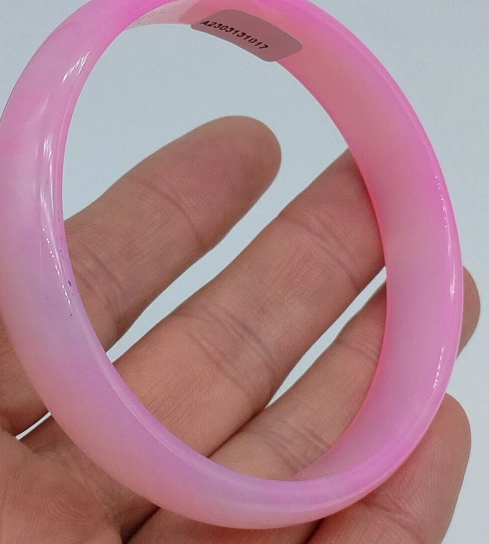 Authentic 65MM Certified Natural Agate Chalcedony Pink Jewelry Bracelet Bangle
